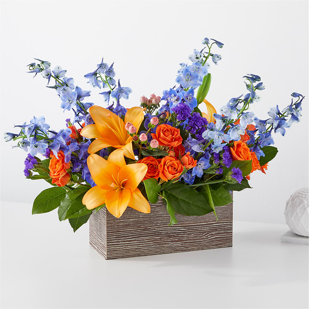 Radiant Citrus Box Bouquet – ANITA'S FLOWERS AND ICE CREAM LLC, Passaic NJ