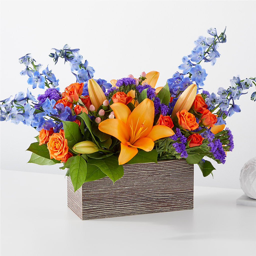 Radiant Citrus Box Bouquet – ANITA'S FLOWERS AND ICE CREAM LLC, Passaic NJ