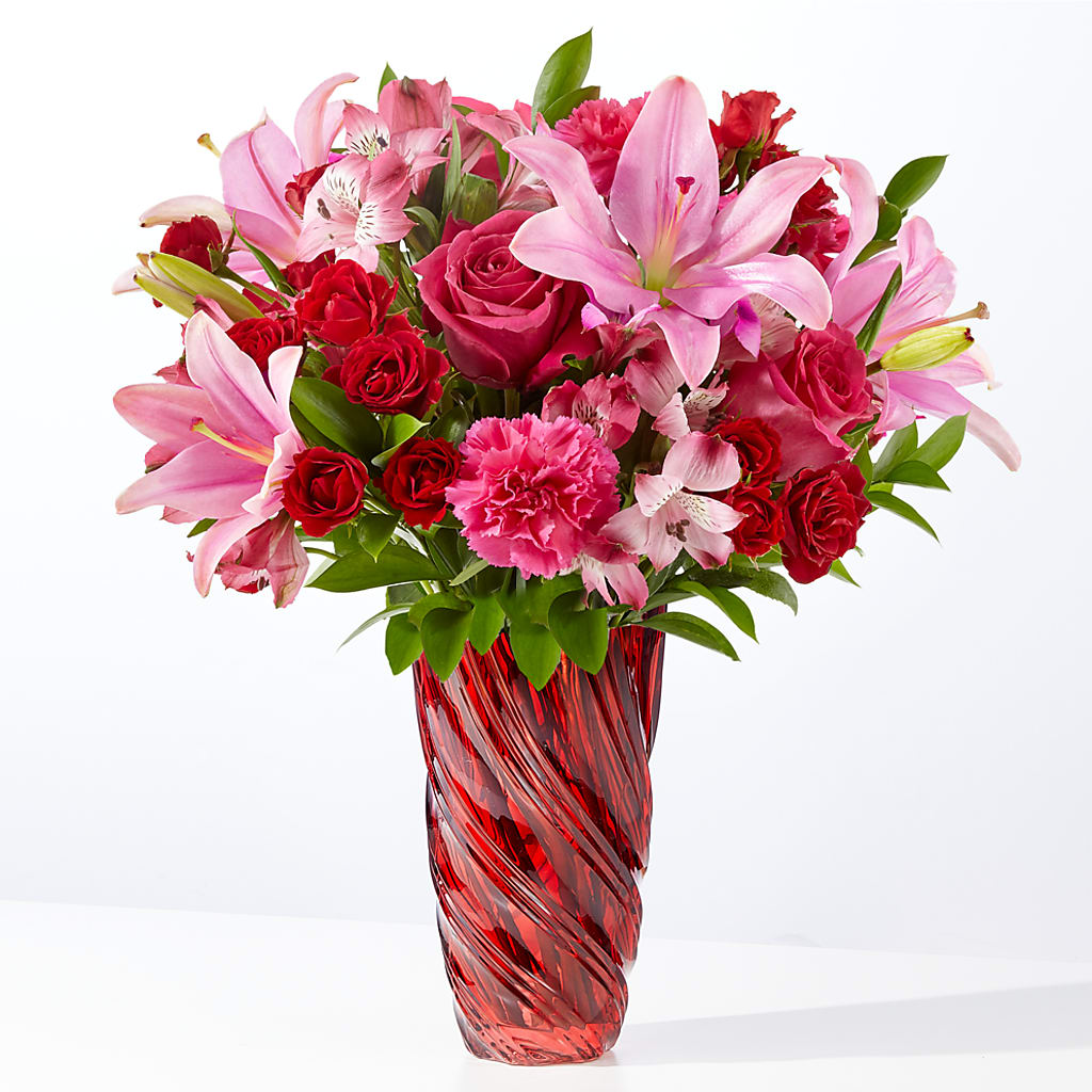 In Love Bouquet with Luxe Swirl Vase – ANITA'S FLOWERS AND ICE CREAM LLC, Passaic NJ