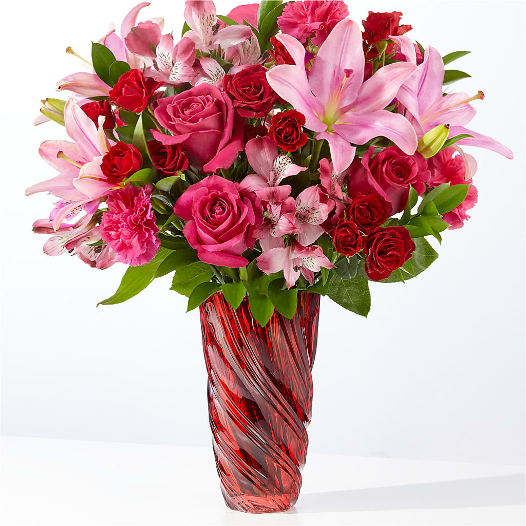 In Love Bouquet with Luxe Swirl Vase – ANITA'S FLOWERS AND ICE CREAM LLC, Passaic NJ