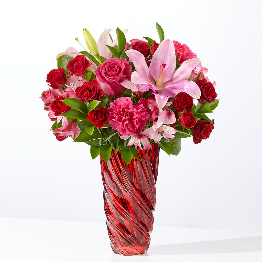 In Love Bouquet with Luxe Swirl Vase – ANITA'S FLOWERS AND ICE CREAM LLC, Passaic NJ