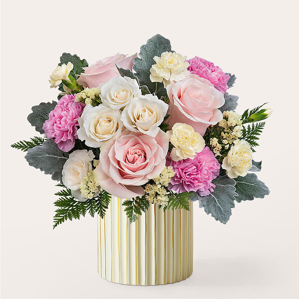 Blissful Moments Bouquet with Ivory Vase – ANITA'S FLOWERS AND ICE CREAM LLC, Passaic NJ