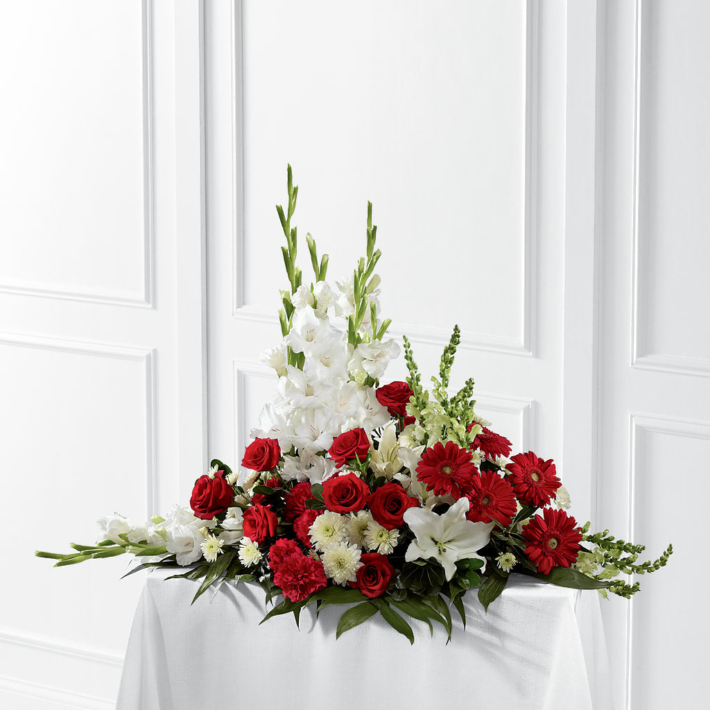 Crimson & White Arrangement – ANITA'S FLOWERS AND ICE CREAM LLC, Passaic NJ