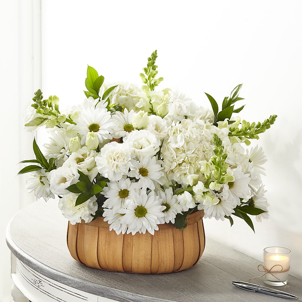 Pure Ivory Basket – ANITA'S FLOWERS AND ICE CREAM LLC, Passaic NJ