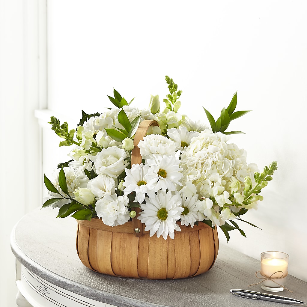 Pure Ivory Basket – ANITA'S FLOWERS AND ICE CREAM LLC, Passaic NJ