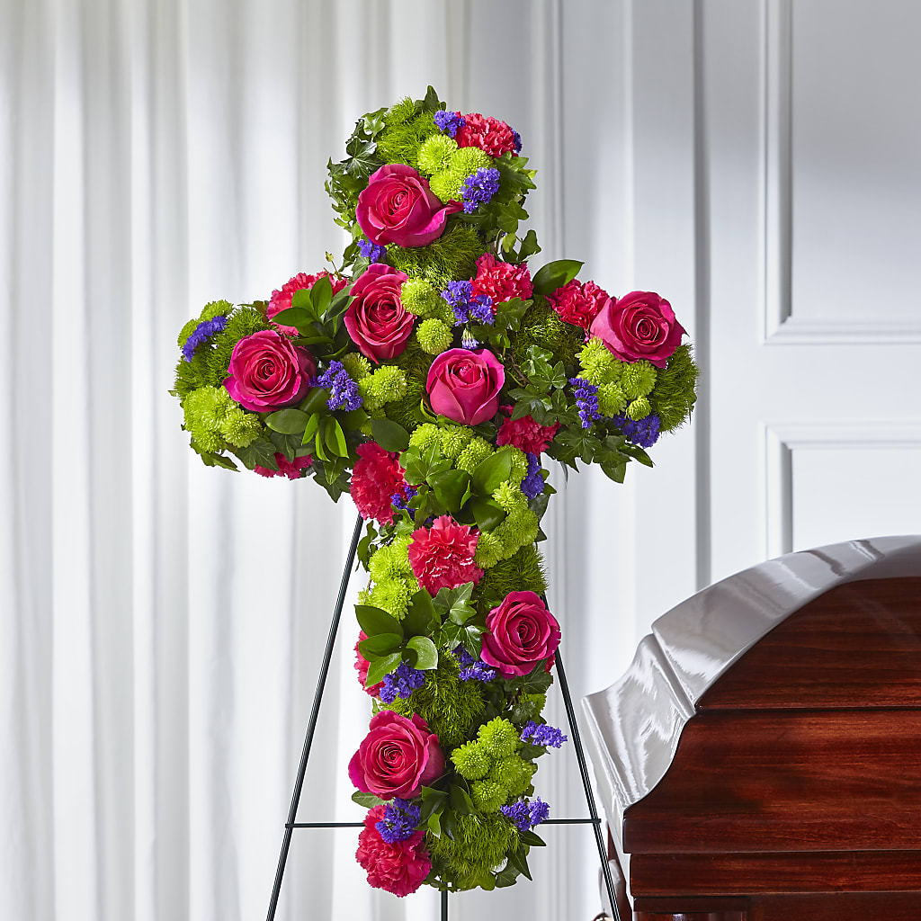 Tribute Rose Floral Cross – ANITA'S FLOWERS AND ICE CREAM LLC, Passaic NJ