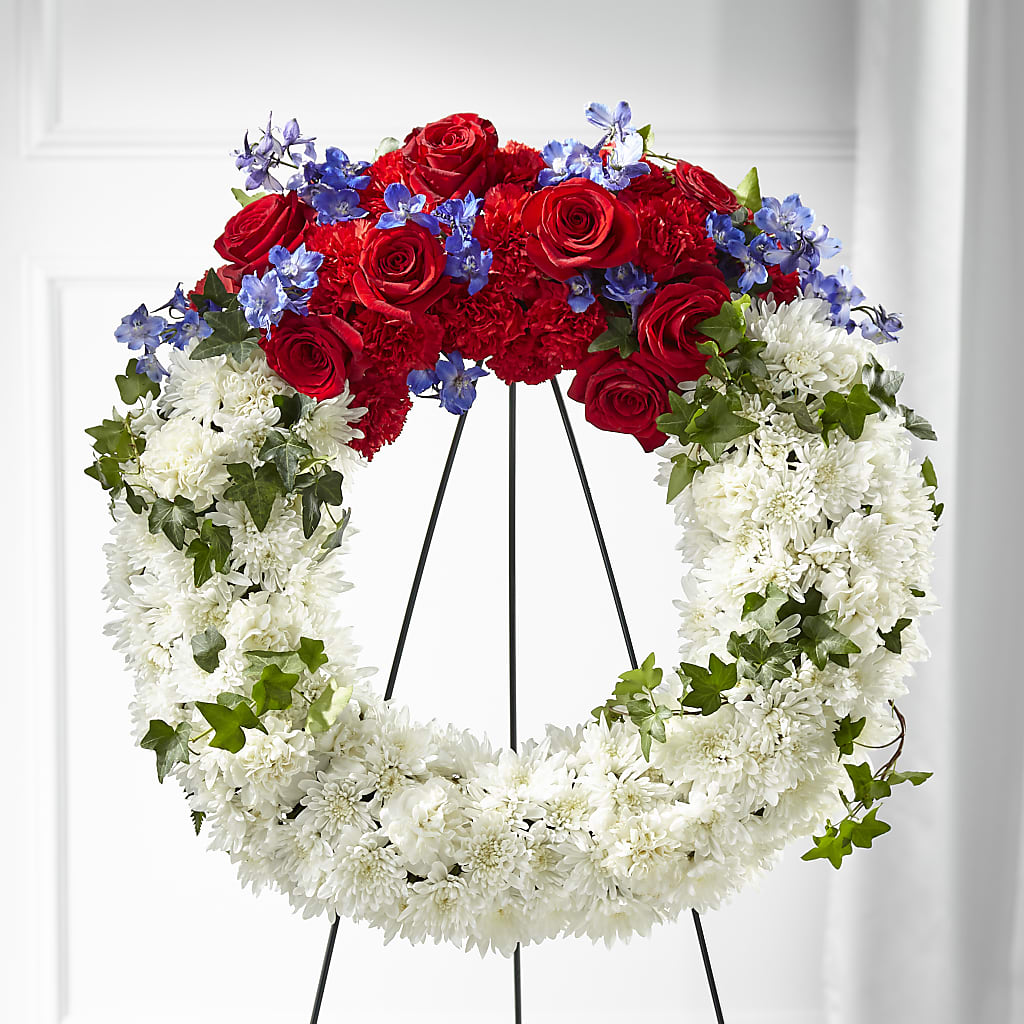 Patriotic Passion Wreath – ANITA'S FLOWERS AND ICE CREAM LLC, Passaic NJ