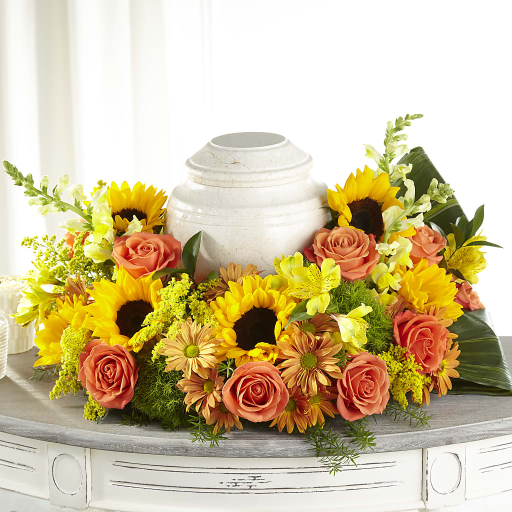 Faithful Sunflower Cremation Adornment – ANITA'S FLOWERS AND ICE CREAM LLC, Passaic NJ
