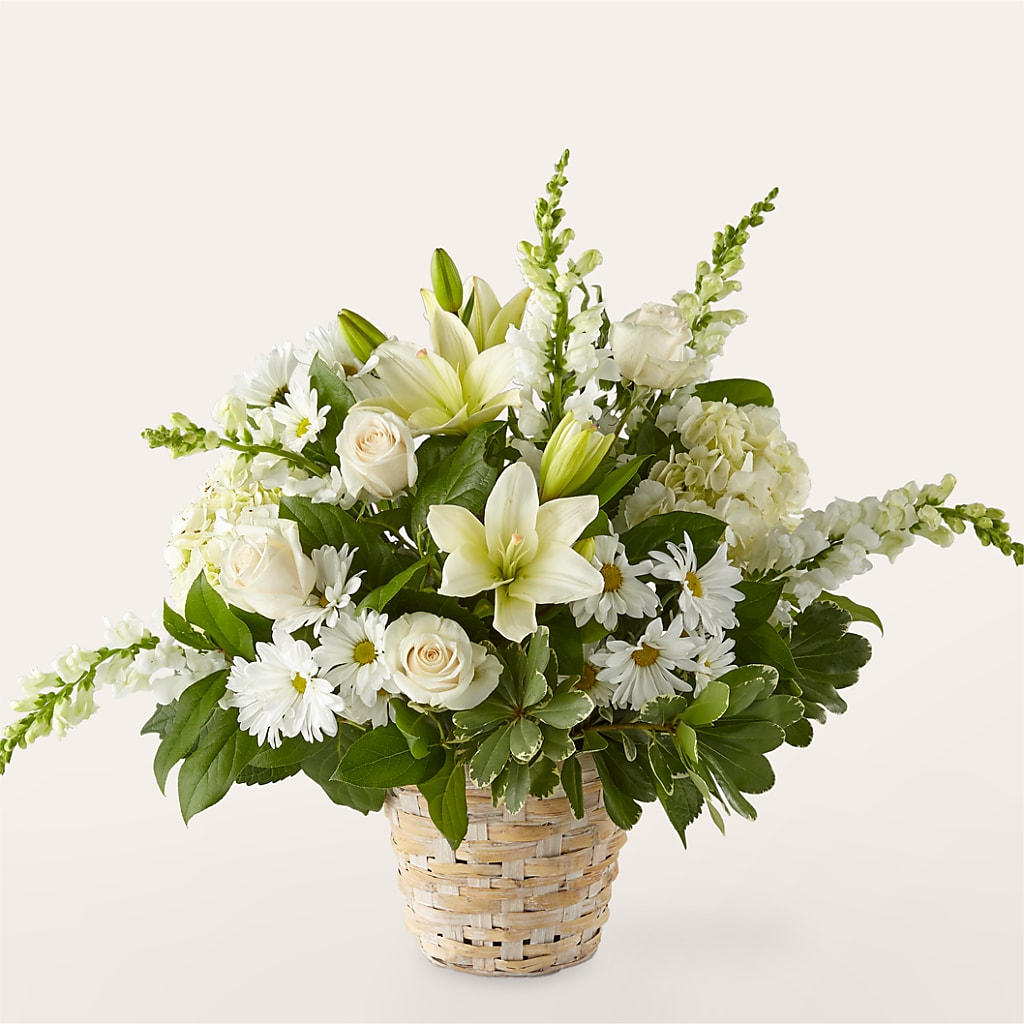 Ivory Elegance Floral Basket – ANITA'S FLOWERS AND ICE CREAM LLC, Passaic NJ
