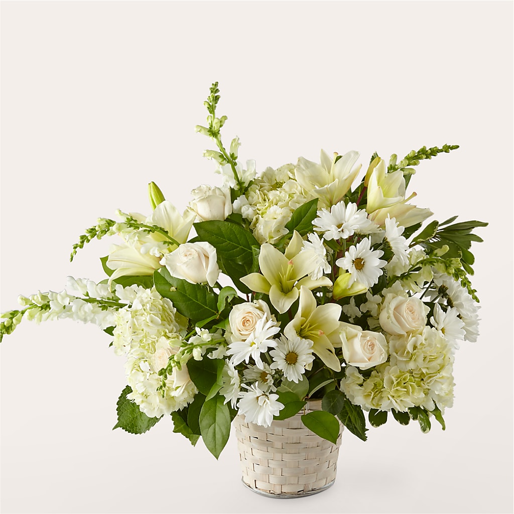 Ivory Elegance Floral Basket – ANITA'S FLOWERS AND ICE CREAM LLC, Passaic NJ