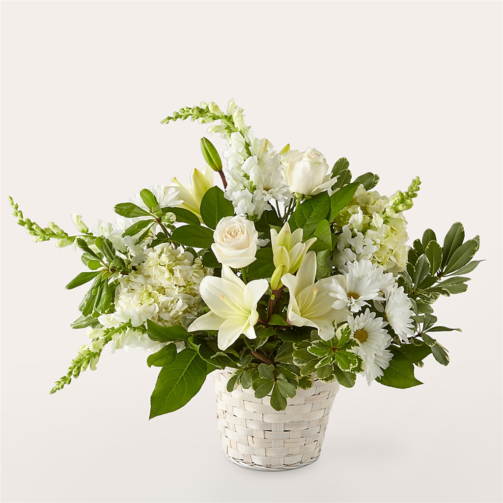 Ivory Elegance Floral Basket – ANITA'S FLOWERS AND ICE CREAM LLC, Passaic NJ