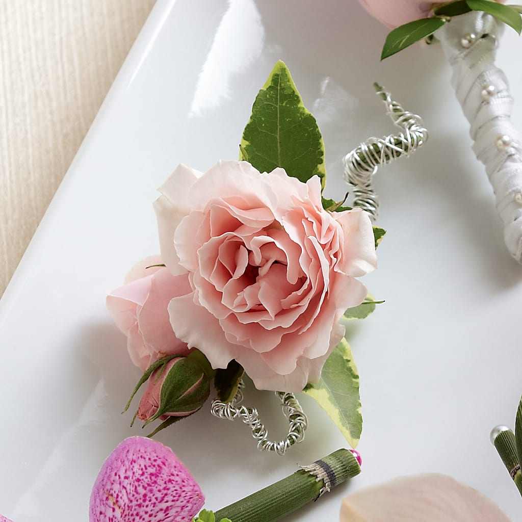 Pink Spray Rose Boutonniere – ANITA'S FLOWERS AND ICE CREAM LLC, Passaic NJ