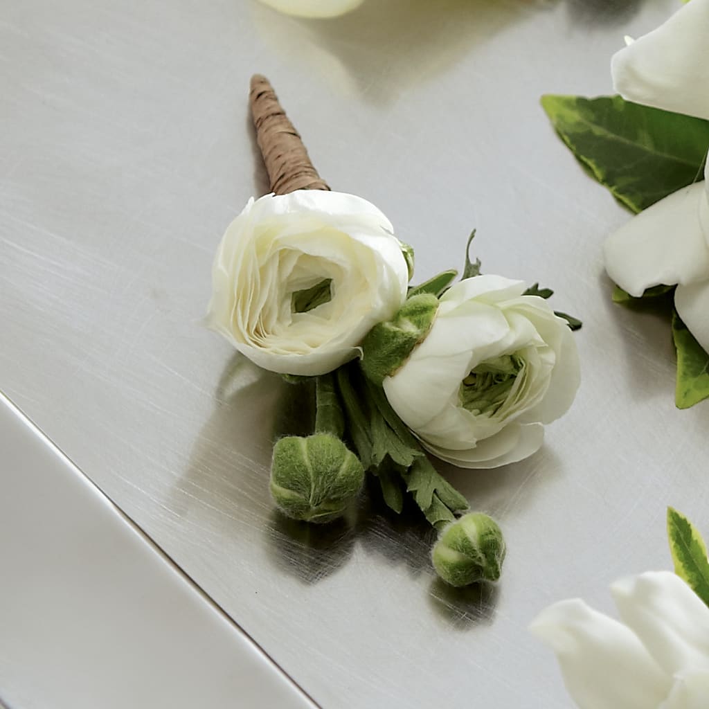 White Ranunculus Boutonniere – ANITA'S FLOWERS AND ICE CREAM LLC, Passaic NJ
