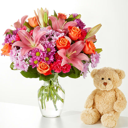 One and Only Bouquet and Bear Bundle – ANITA'S FLOWERS AND ICE CREAM LLC, Passaic NJ