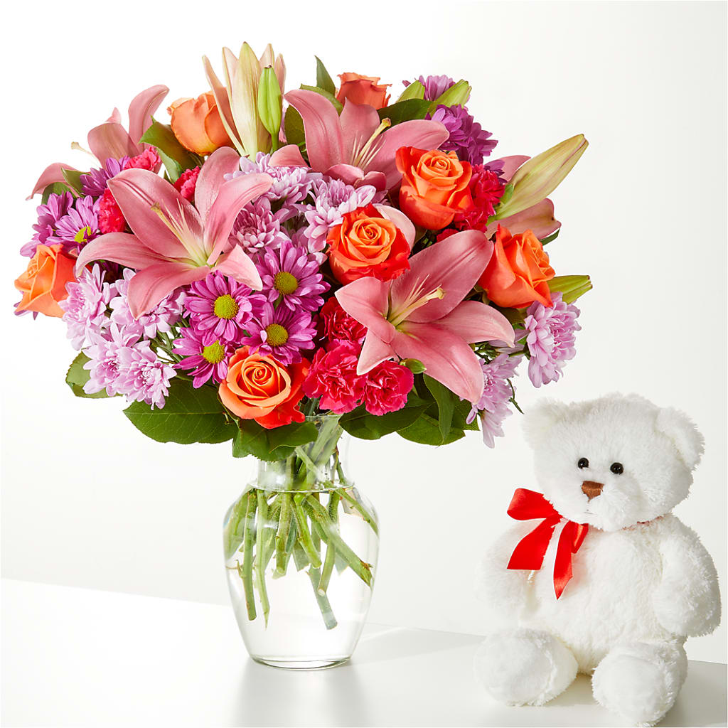One and Only Bouquet and Bear Bundle – ANITA'S FLOWERS AND ICE CREAM LLC, Passaic NJ