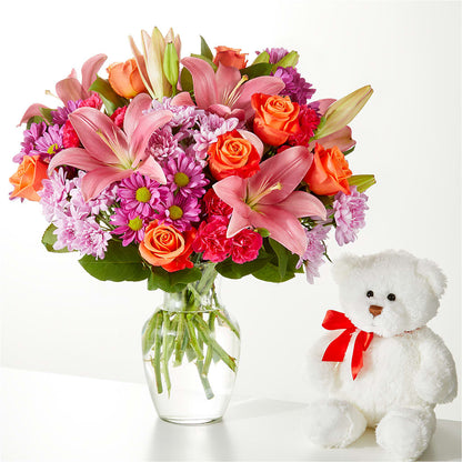 One and Only Bouquet and Bear Bundle – ANITA'S FLOWERS AND ICE CREAM LLC, Passaic NJ