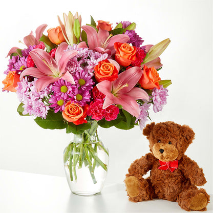 One and Only Bouquet and Bear Bundle – ANITA'S FLOWERS AND ICE CREAM LLC, Passaic NJ