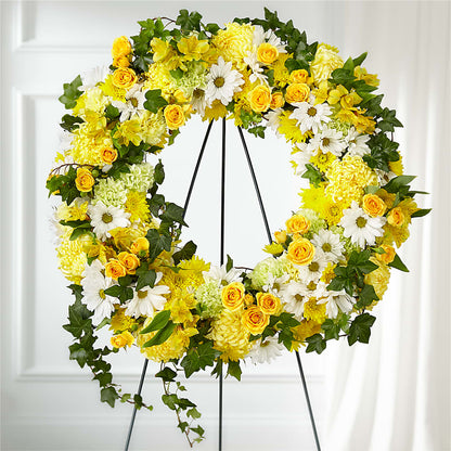 Golden Remembrance Wreath – ANITA'S FLOWERS AND ICE CREAM LLC, Passaic NJ