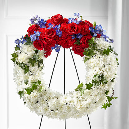 Patriotic Passion Wreath – ANITA'S FLOWERS AND ICE CREAM LLC, Passaic NJ