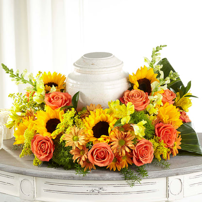 Faithful Sunflower Cremation Adornment – ANITA'S FLOWERS AND ICE CREAM LLC, Passaic NJ