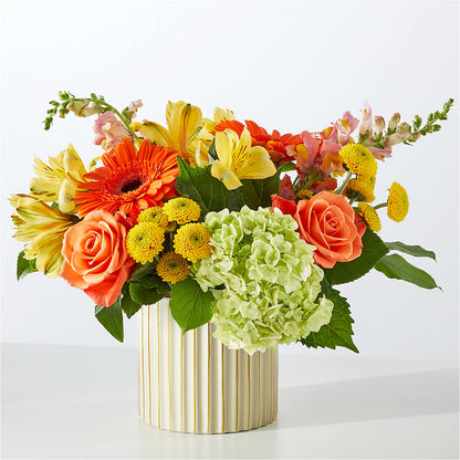 Autumn Sunshine Bouquet with Ivory Vase – ANITA'S FLOWERS AND ICE CREAM LLC, Passaic NJ