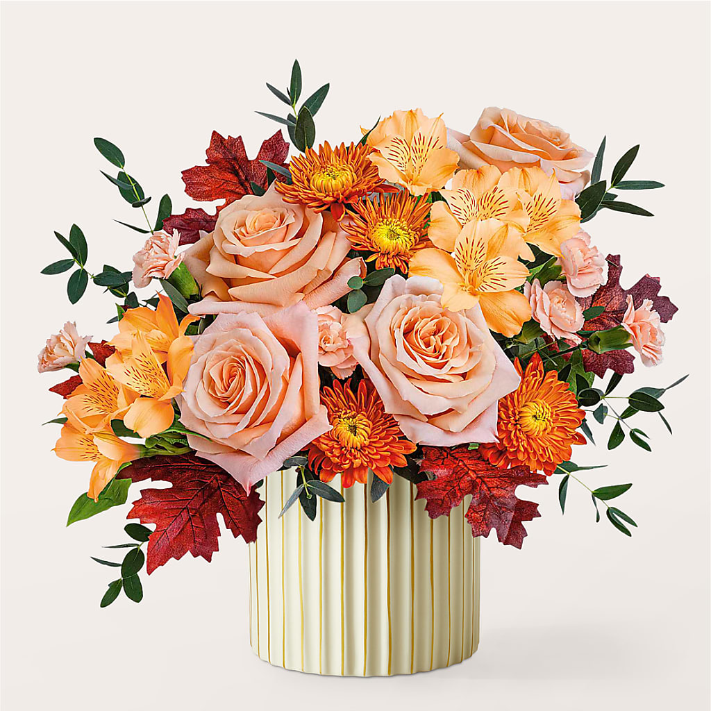 Spiced Latte Bouquet with Ivory Vase – ANITA'S FLOWERS AND ICE CREAM LLC, Passaic NJ