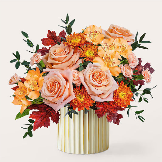 Spiced Latte Bouquet with Ivory Vase – ANITA'S FLOWERS AND ICE CREAM LLC, Passaic NJ