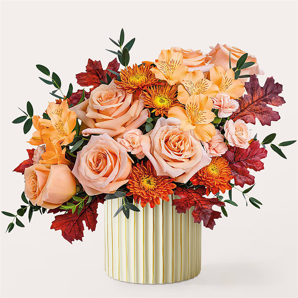 Spiced Latte Bouquet with Ivory Vase – ANITA'S FLOWERS AND ICE CREAM LLC, Passaic NJ