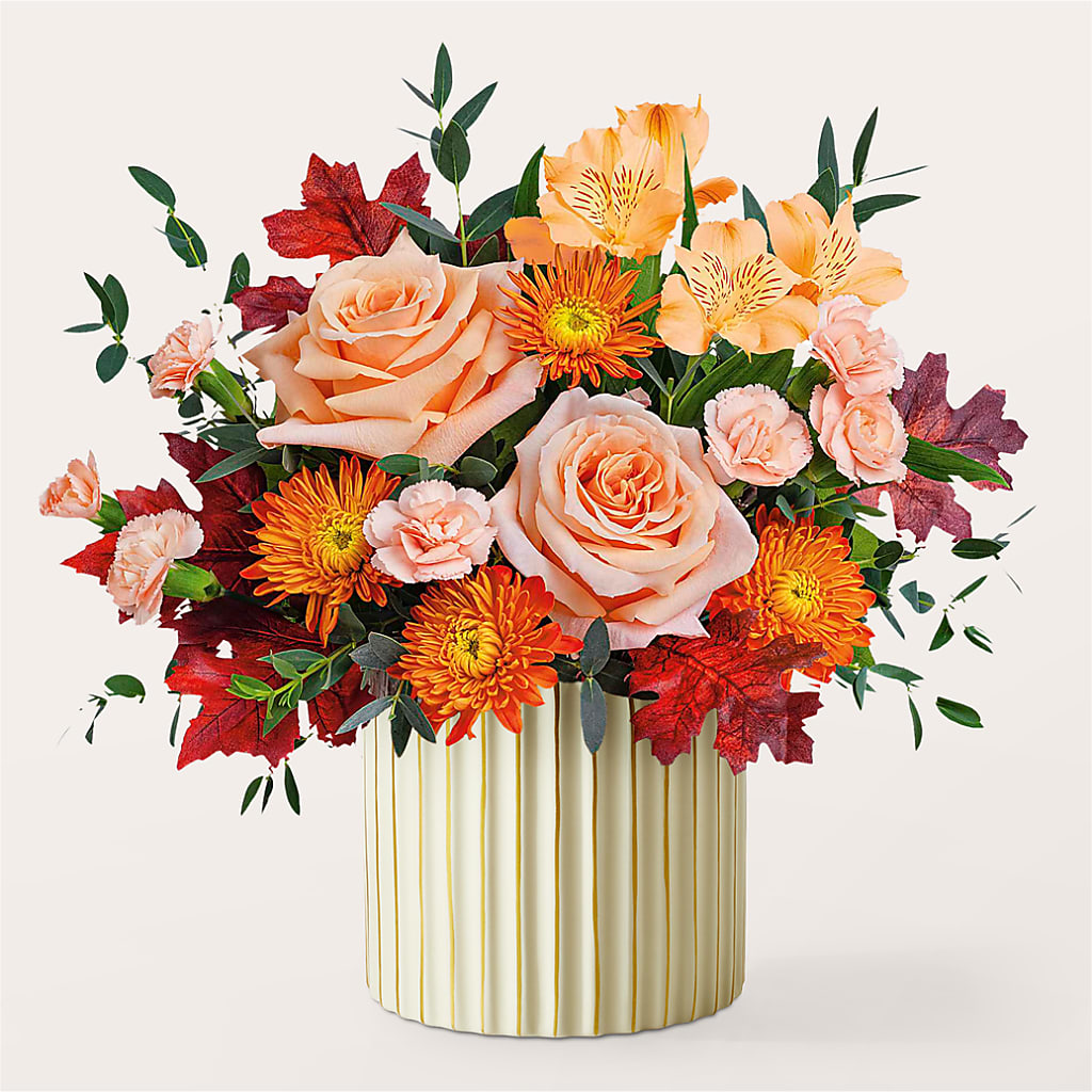 Spiced Latte Bouquet with Ivory Vase – ANITA'S FLOWERS AND ICE CREAM LLC, Passaic NJ