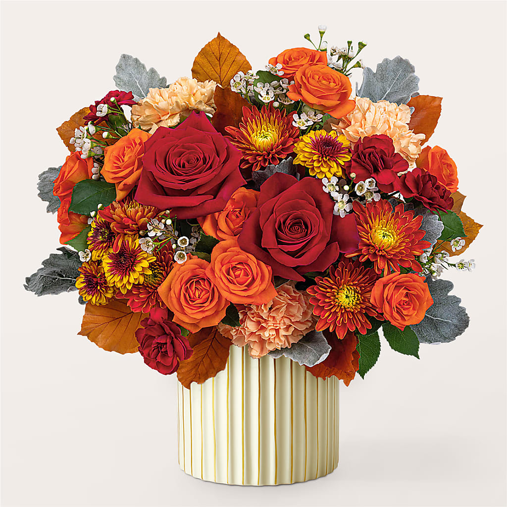 Merlot Bouquet with Ivory Vase – ANITA'S FLOWERS AND ICE CREAM LLC, Passaic NJ