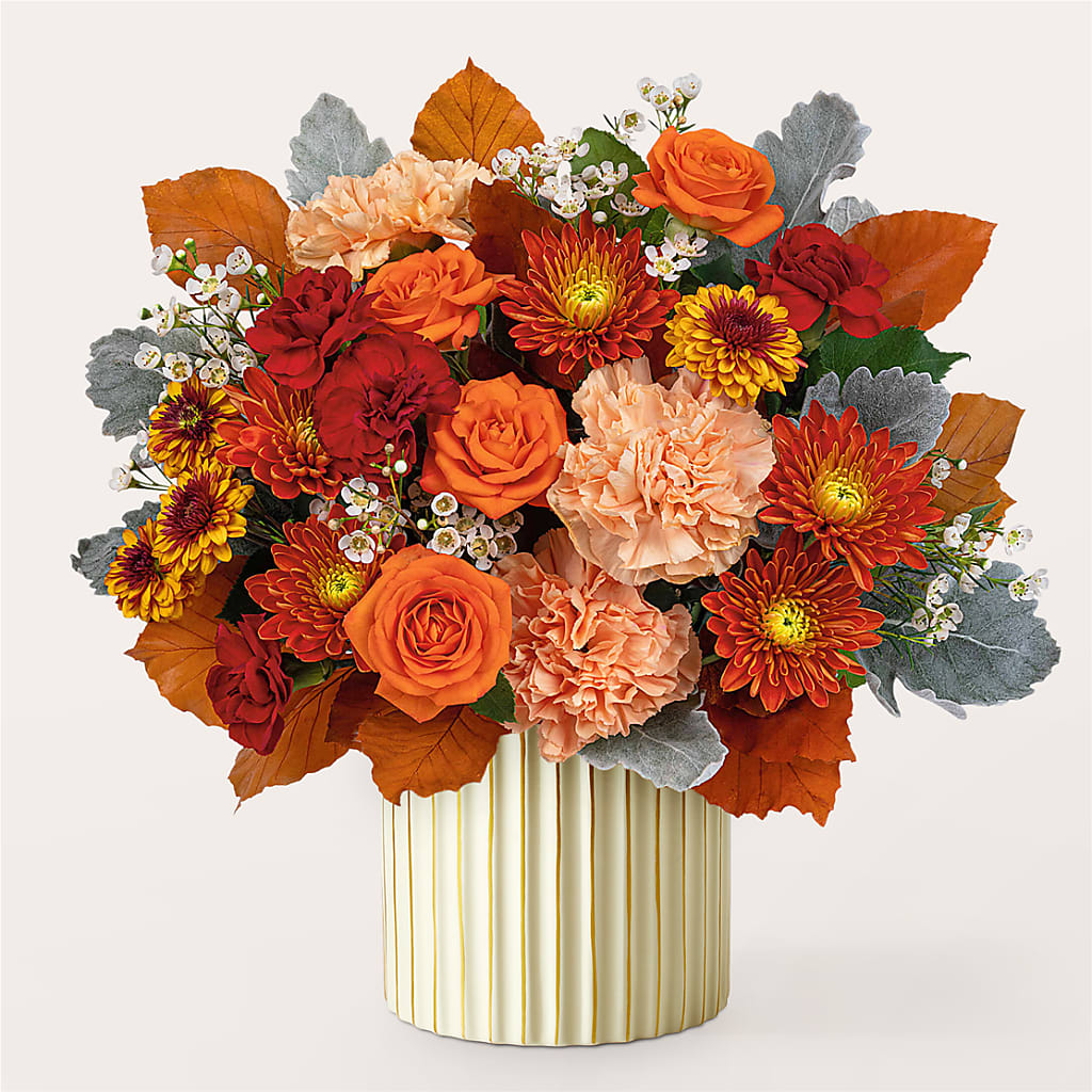 Merlot Bouquet with Ivory Vase – ANITA'S FLOWERS AND ICE CREAM LLC, Passaic NJ