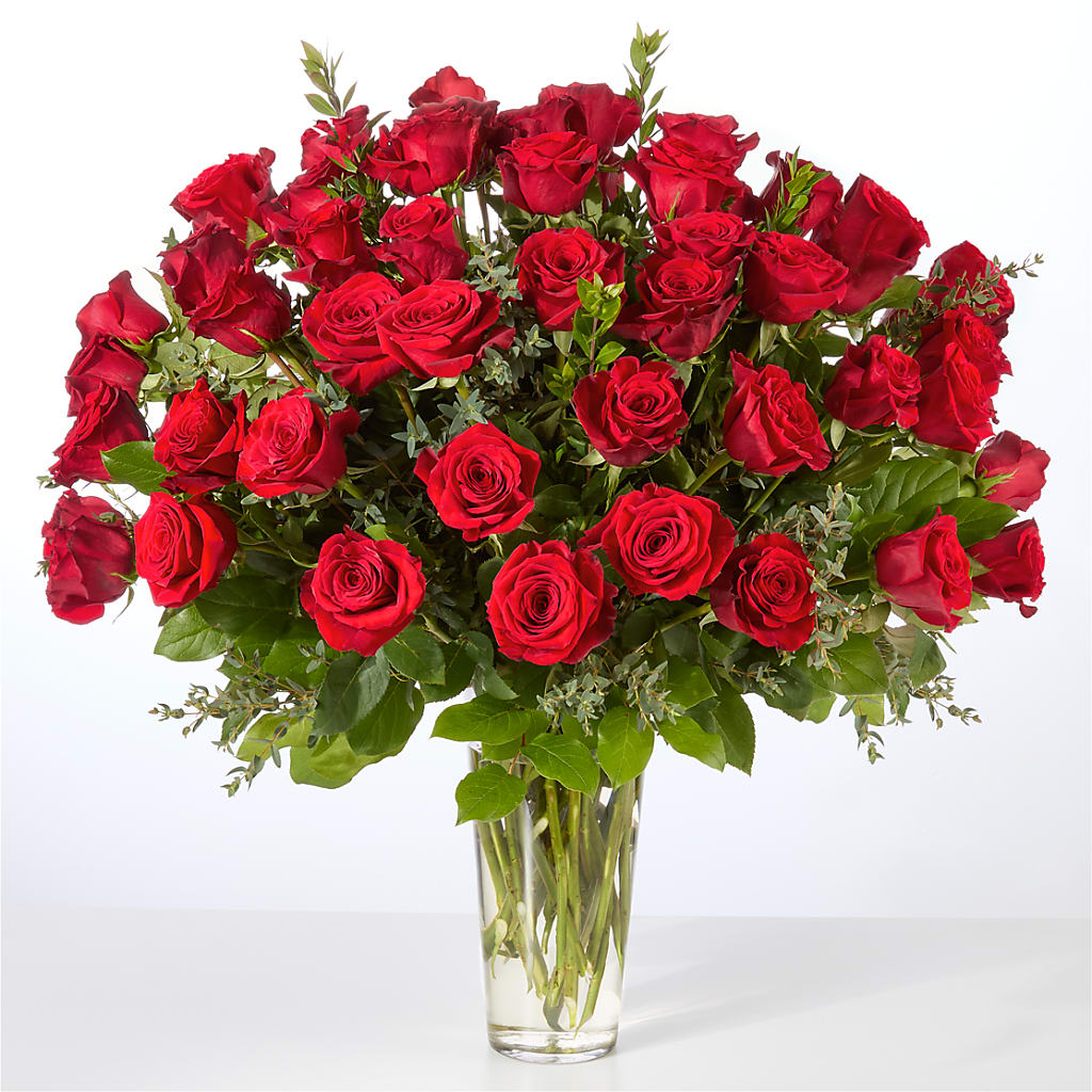 Forever Yours Fifty Stem Red Rose Bouquet – ANITA'S FLOWERS AND ICE CREAM LLC, Passaic NJ