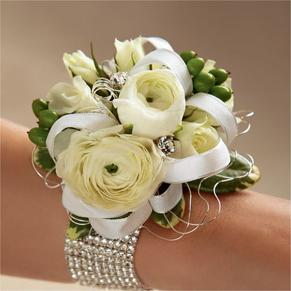 White Wedding Corsage – ANITA'S FLOWERS AND ICE CREAM LLC, Passaic NJ
